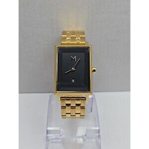 MVMT Signature Square Mason Gold Black Date Watch Tank Womens Quartz New Battery